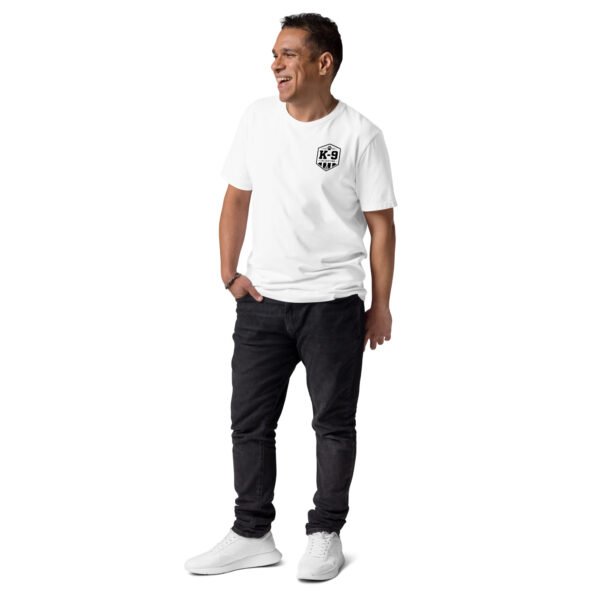 unisex-organic-cotton-creator-2.0-t-shirt-white-front-6a5aaa4bd7366.jpg He Stands Between Evil and Innocent - K-9 collection - Unisex Organic Cotton Creator 2.0 T-Shirt
