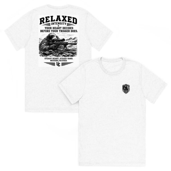 Sniper Your Heart Decides Before Your Trigger Does - Relaxed Intensity Collection - Short sleeve t-shirt