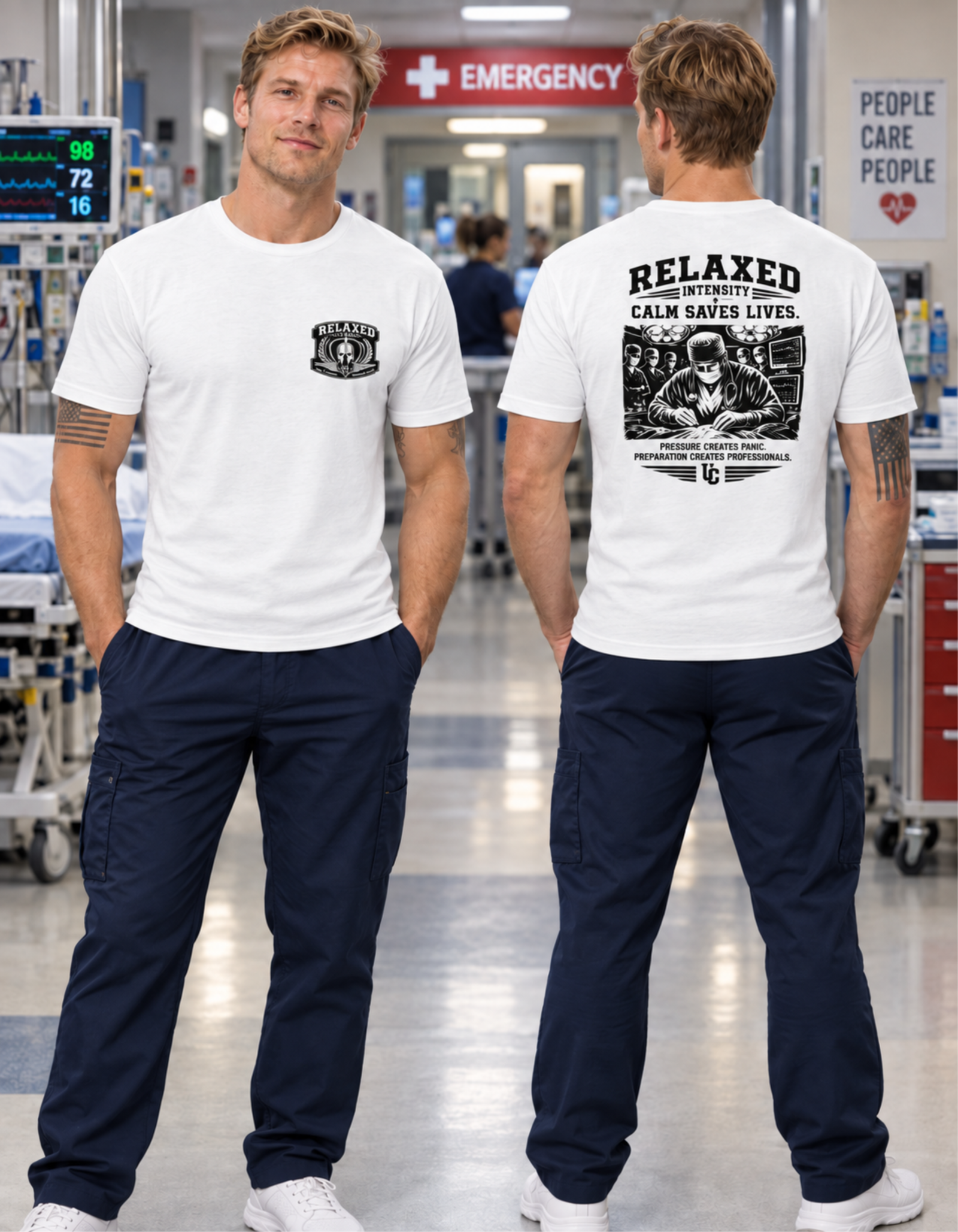 Calm Saves Lives logo under Relaxed Intensity Collection PNG Calm Saves Lives - Relaxed Intensity Collection - Short Sleeve T-shirt